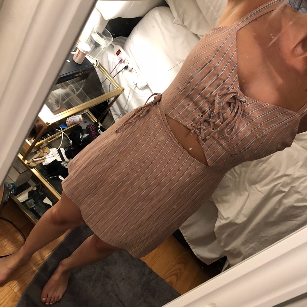 Summer Stripe Dress with tie up and cut out!